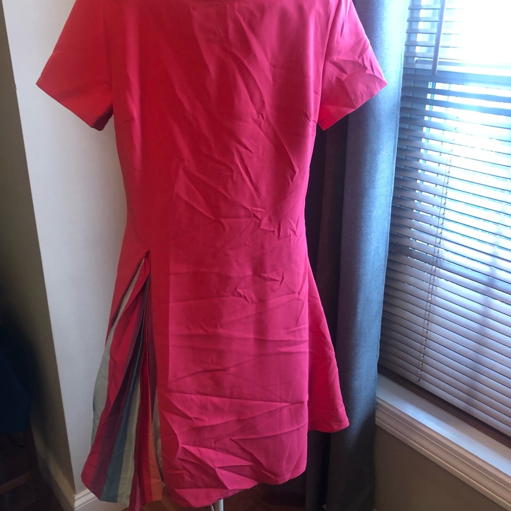 Hot pink dress with color pleat